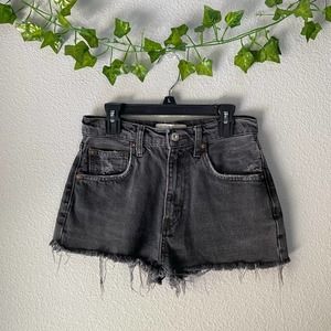 Free People Black Distressed Denim Cutoff Shorts size 25